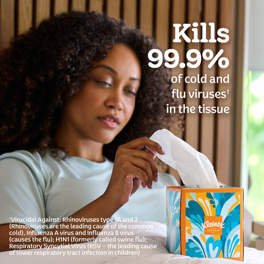 Kleenex Anti-Viral Facial Tissues Cube Boxes 3 Ply, 4 pk