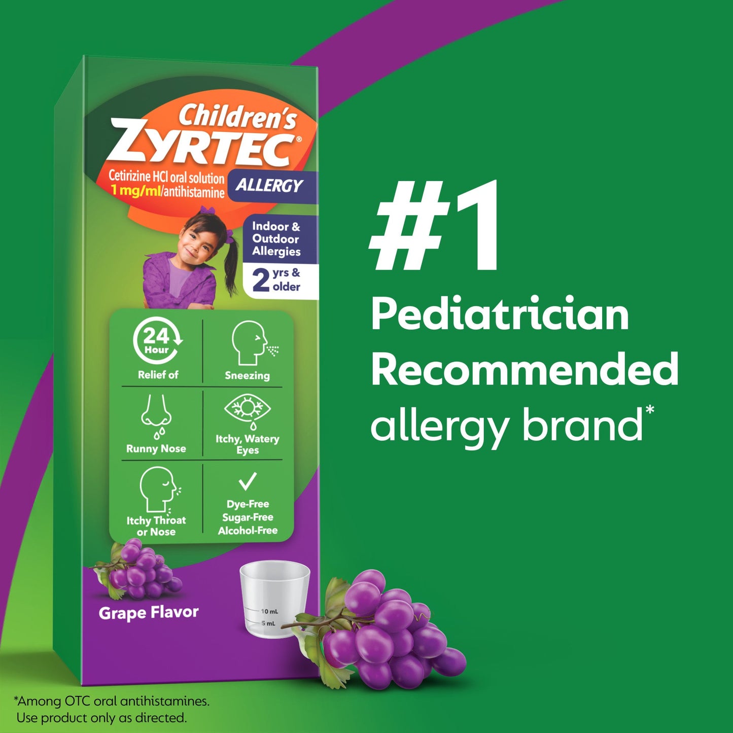 Children's Zyrtec 24 Hour Allergy Relief Syrup, Grape