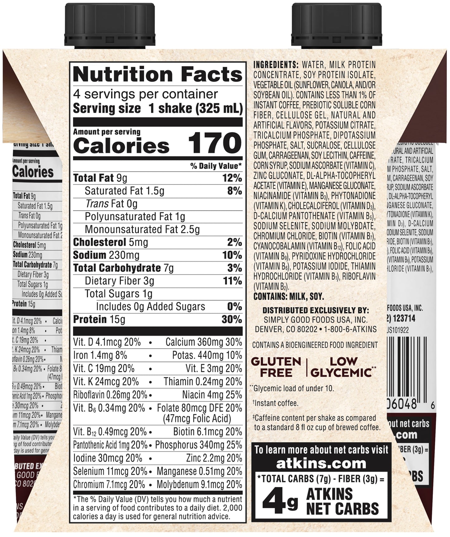 Atkins Iced Coffee Protein Shake - Vanilla Latte, 4 pk
