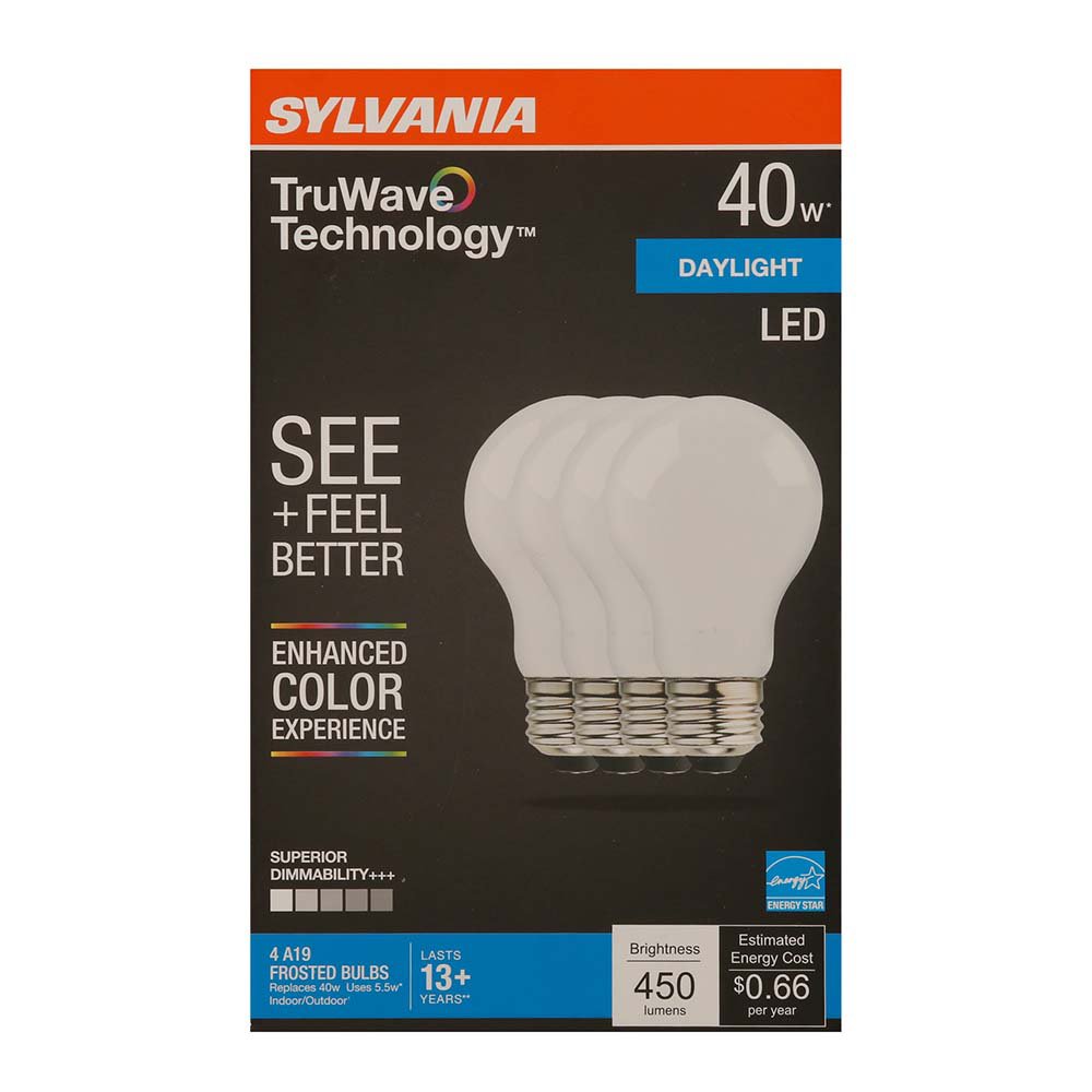 Sylvania TruWave A19 40-Watt Frosted LED Light Bulbs - Daylight
