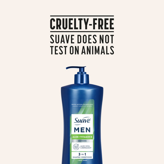 Suave Men Aloe Vera 3-in-1 Shampoo, Conditioner & Body Wash - Aloe & Bergamot
