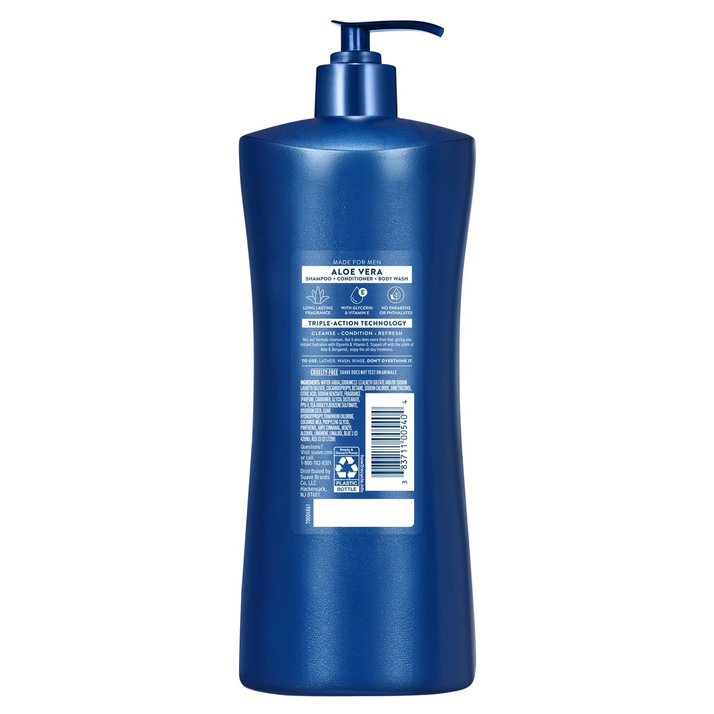 Suave Men Aloe Vera 3-in-1 Shampoo, Conditioner & Body Wash - Aloe & Bergamot