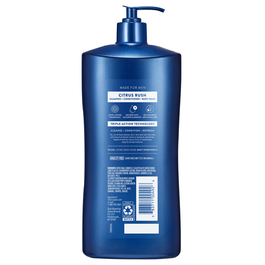 Suave Men 3-in1 Shampoo, Conditioner & Body Wash - Citrus Rush