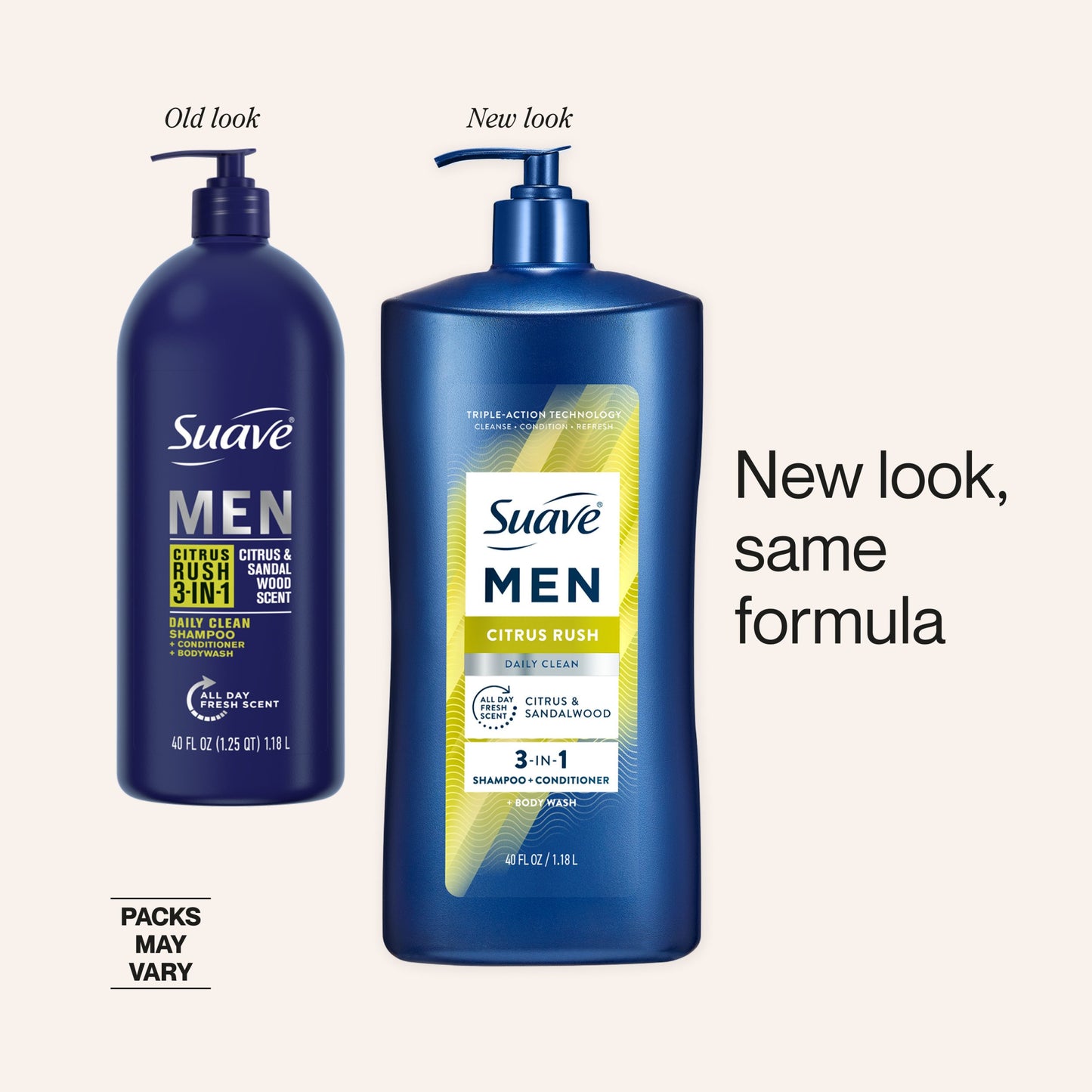 Suave Men 3-in1 Shampoo, Conditioner & Body Wash - Citrus Rush