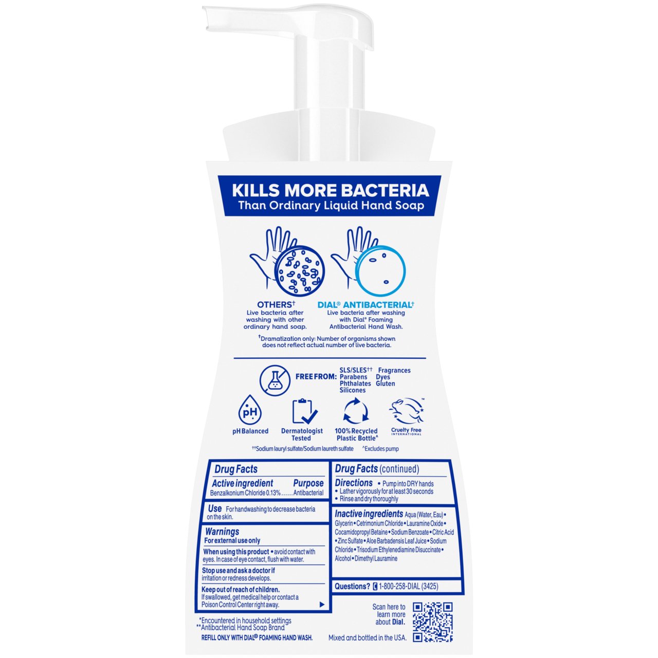 Dial Antibacterial & Sensitive Foaming Hand Wash - Fragrance Free