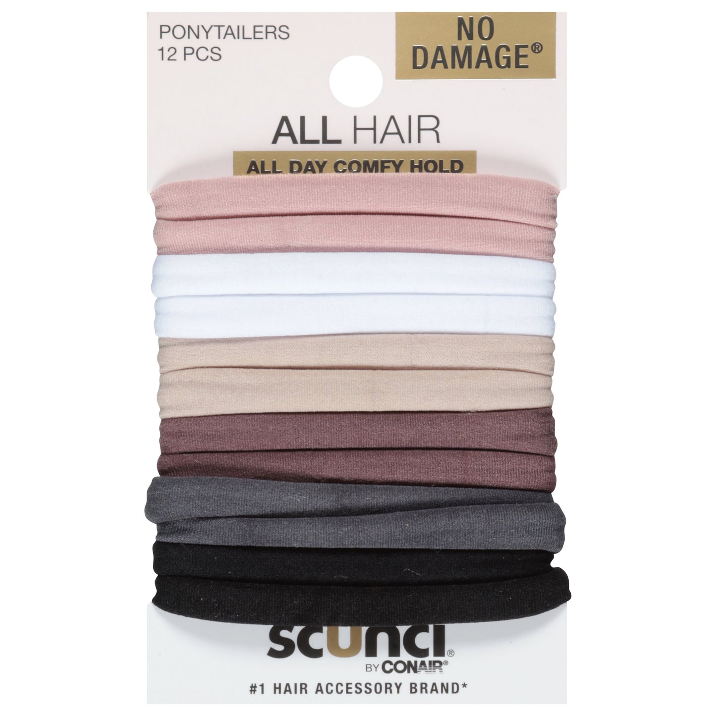 Scunci Comfy No Damage Ponytailers - Neutral Colors