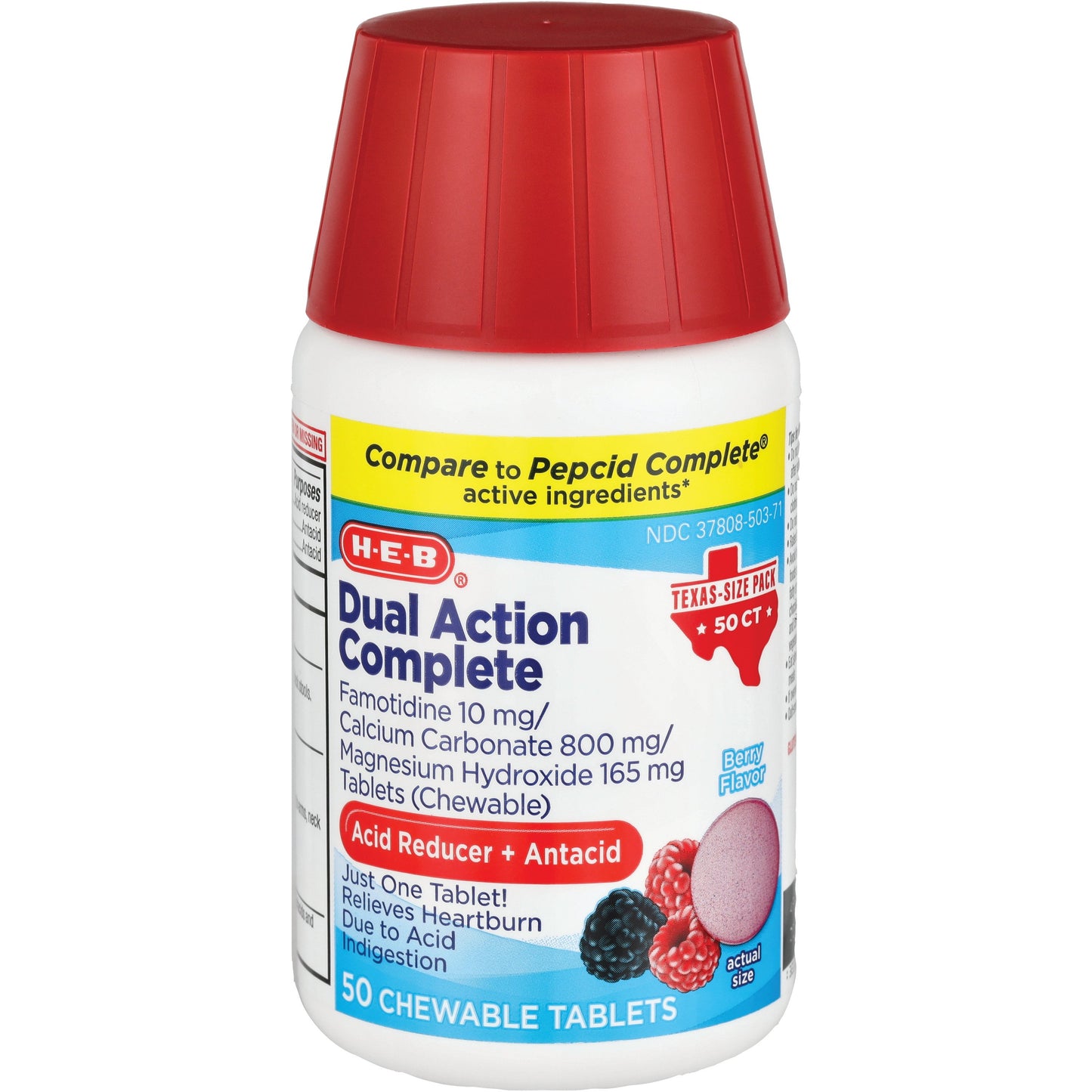 H-E-B Dual Action Complete Famotidine 10 mg Acid Reducer + Antacid Tablets