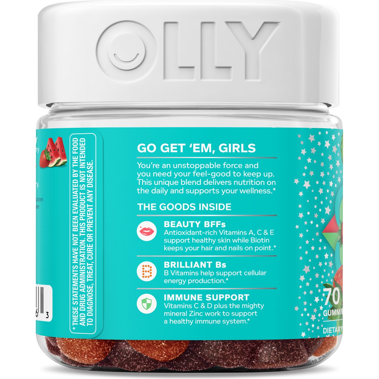 OLLY Teen Girl Multivitamin, Zinc & 750 mcg Biotin Gummies - Berry Melon