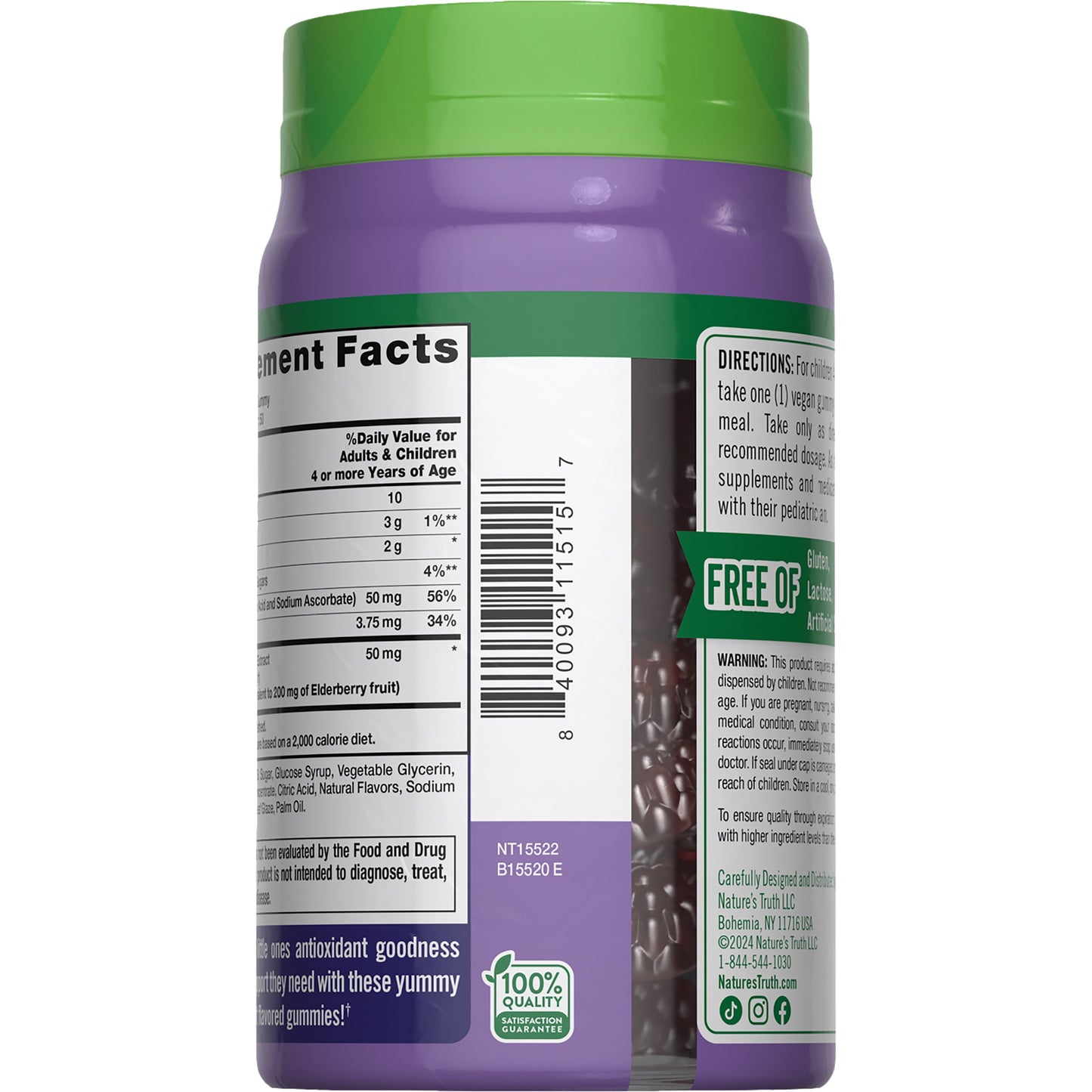 Nature's Truth Just 4 Kidz Black Elderberry + Vitamin C Zinc Berry Burst Gummies