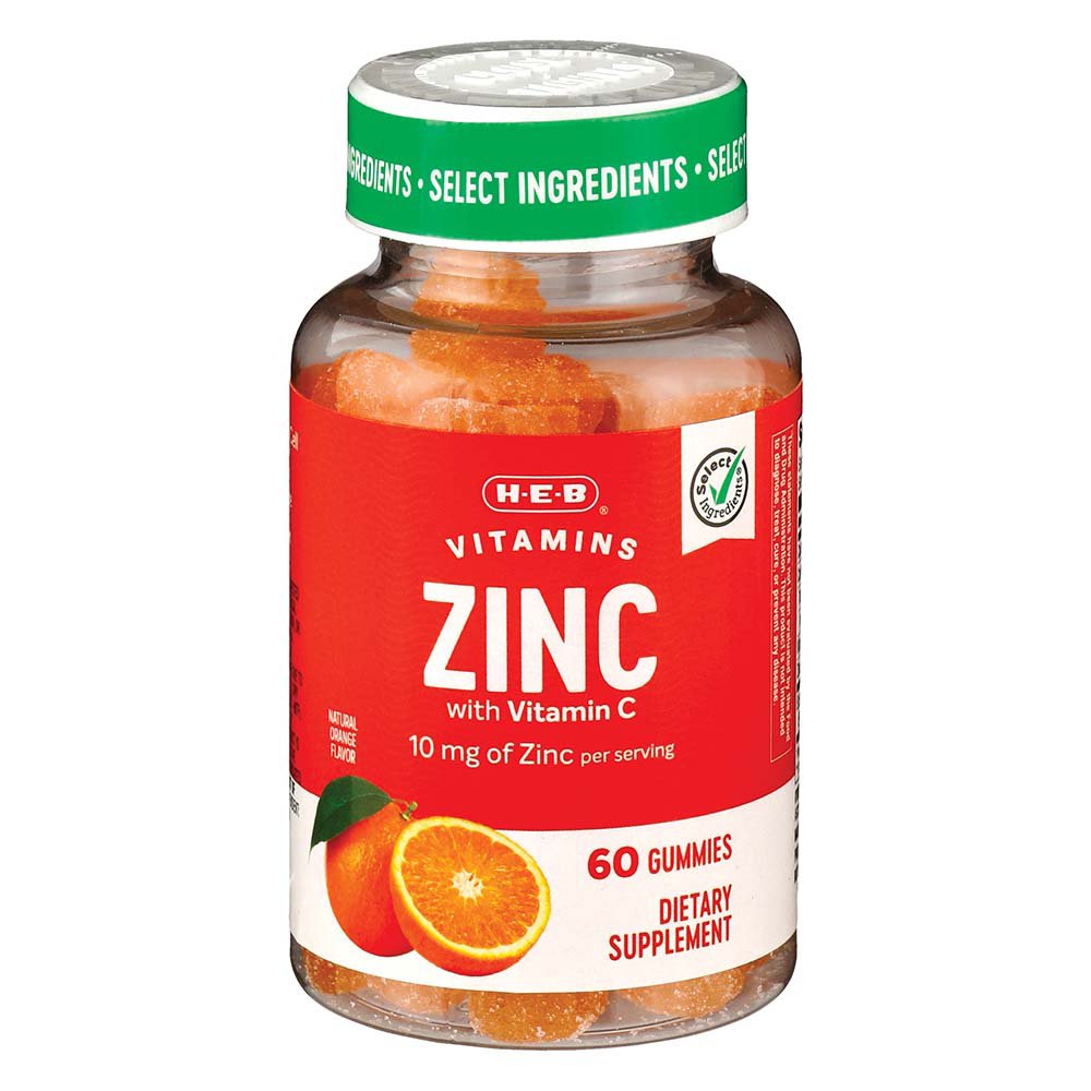 H-E-B Vitamins 10 mg Zinc with C Gummies - Orange