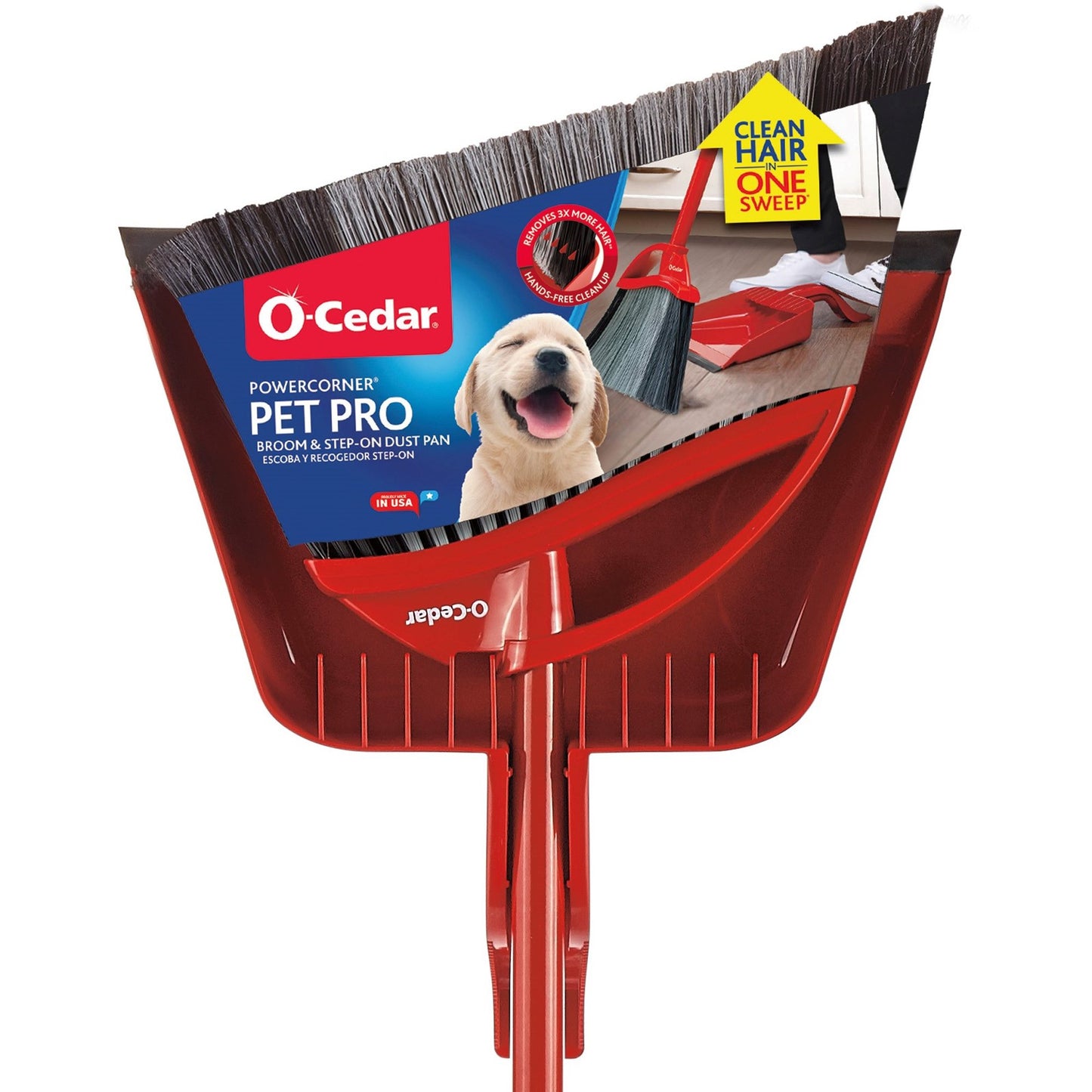 O-Cedar PowerCorner Pet Pro Broom with Step-On Dust Pan