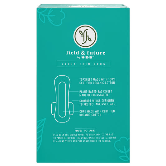 Field & Future by H-E-B Organic Cotton Ultra Thin Pads - Heavy