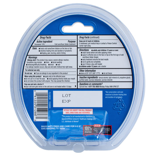 H-E-B Cold Sore & Fever Blister Treatment - Twin Pack