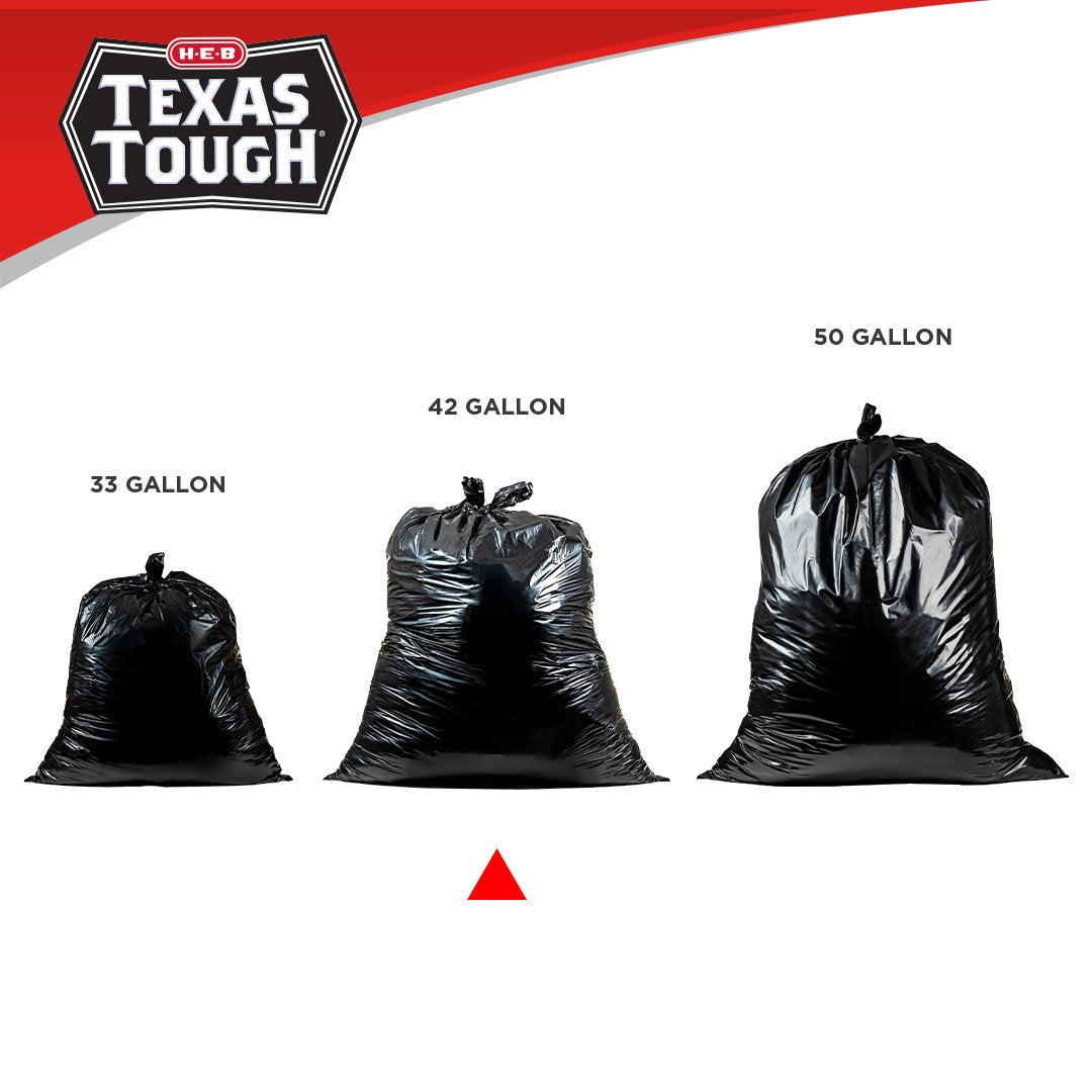 H-E-B Texas Tough Contractor Trash Bags, 42 Gallon