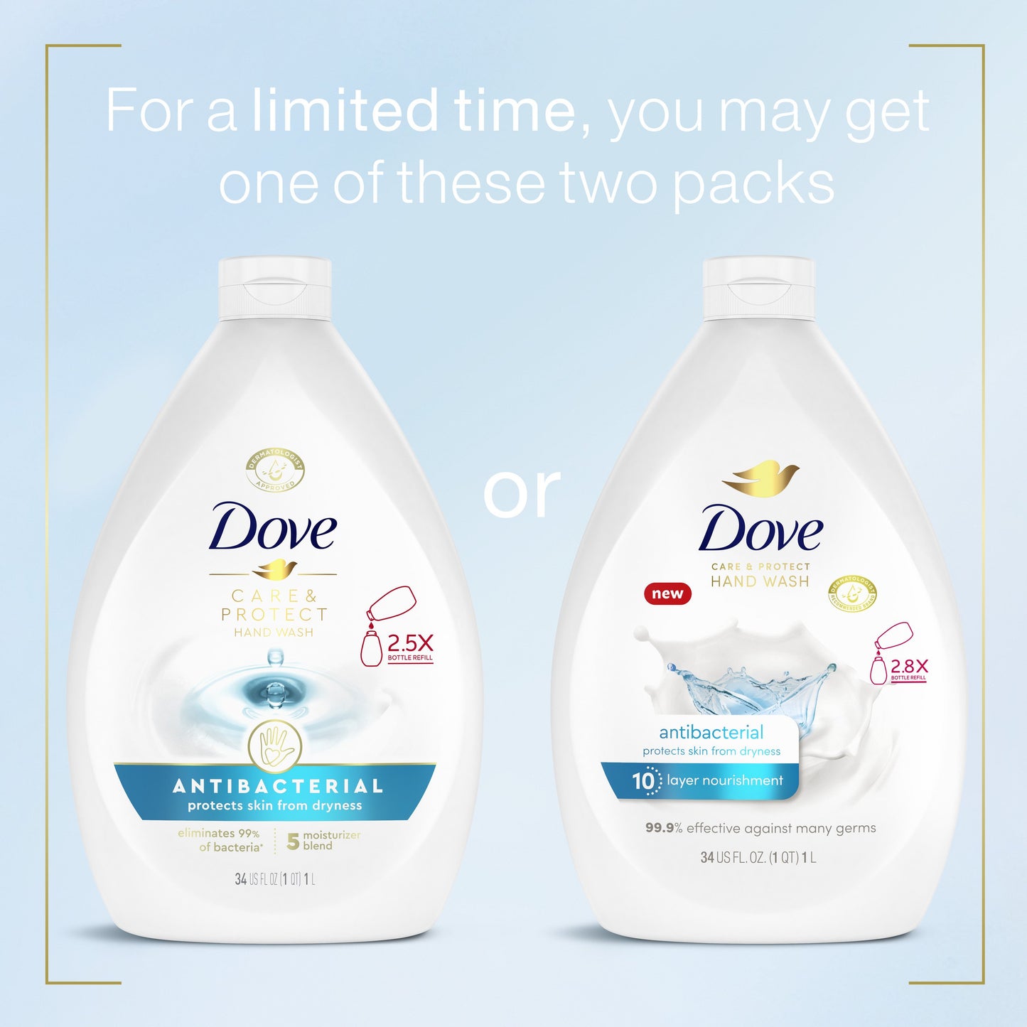 Dove Care & Protect Antibacterial Hand Wash More Moisturizers