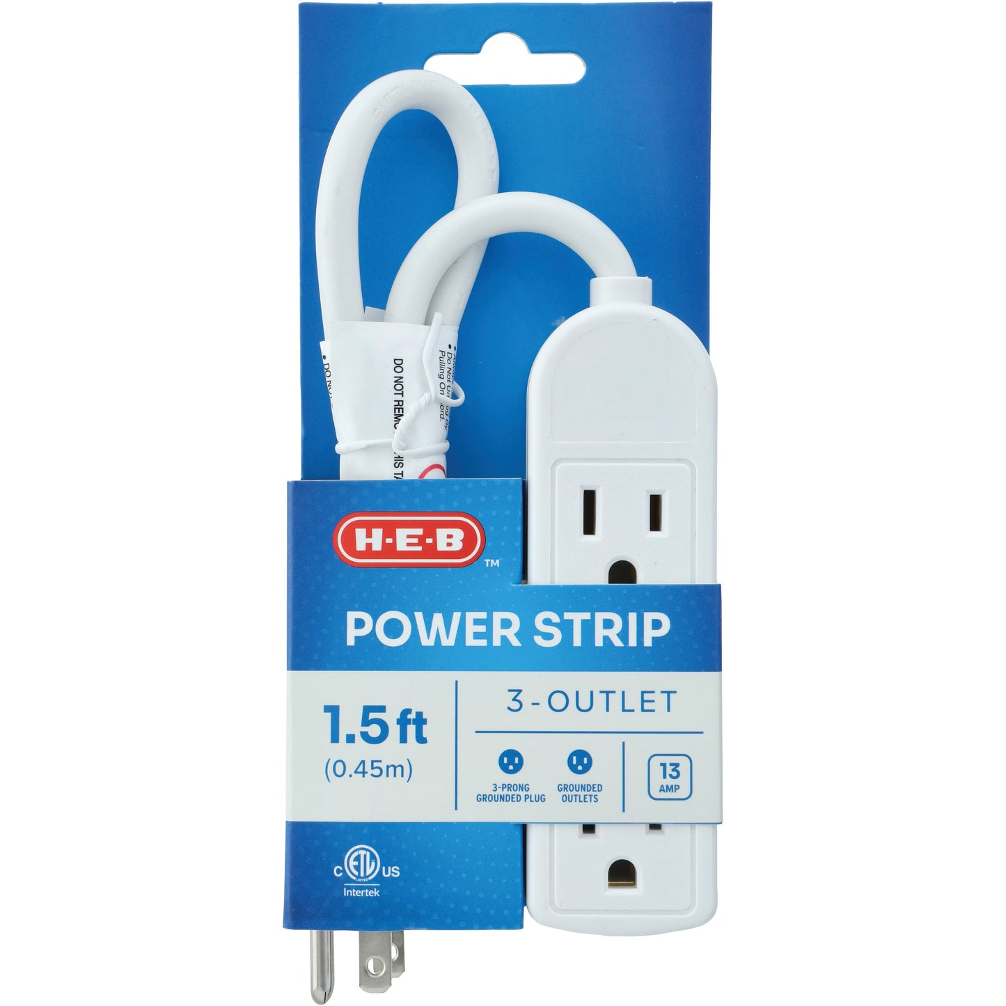 H-E-B 3 Outlet White Power Strip