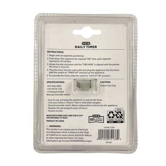 H-E-B 24 Hour Daily Timer