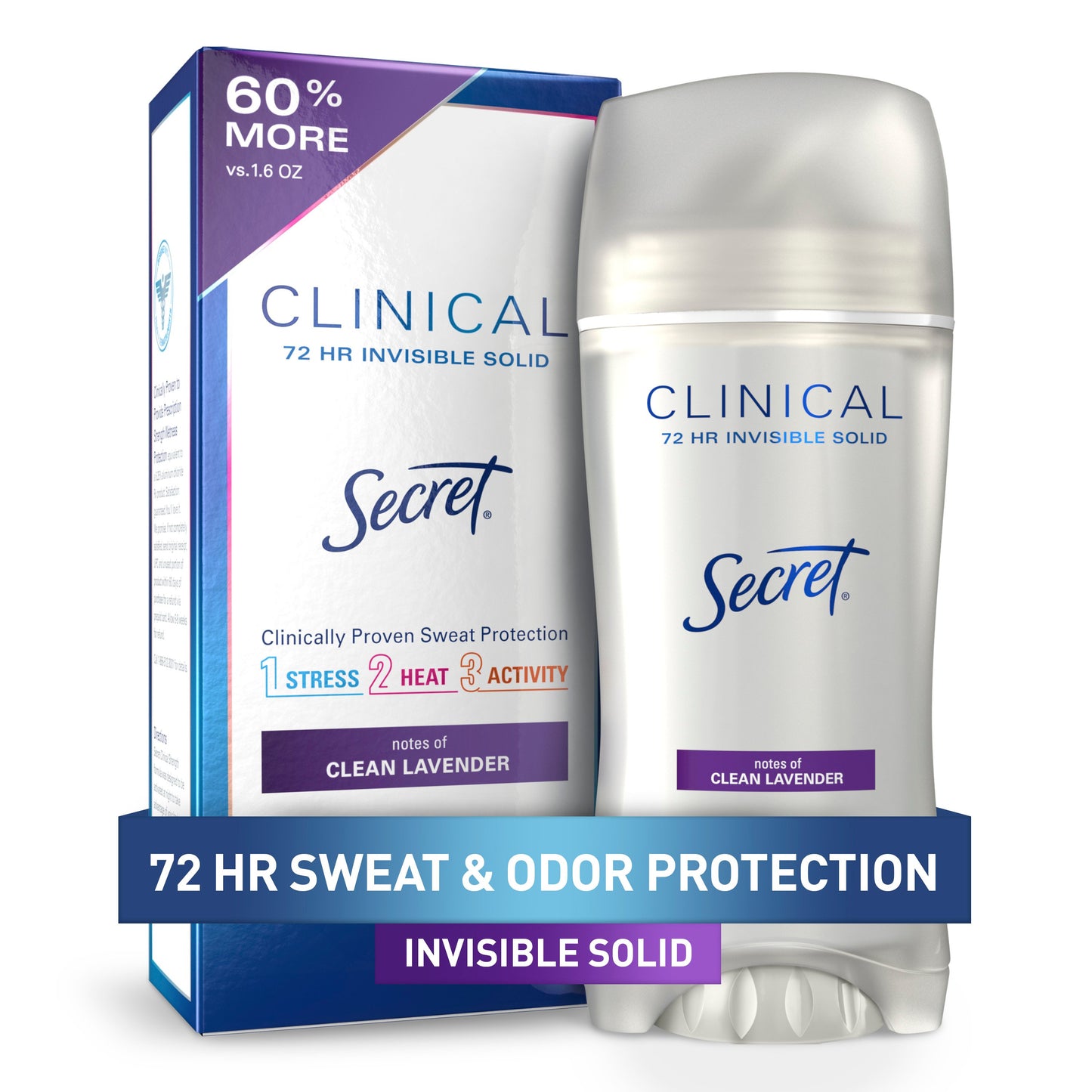 Secret Clinical Strength Invisible Solid Antiperspirant and Deodorant - Clean Lavender