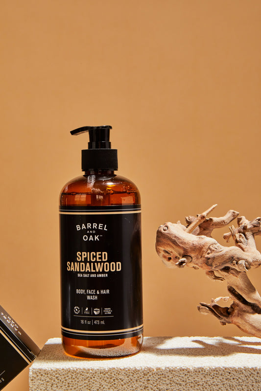 Barrel and Oak Spiced Sandalwood Body Face & Hair Wash - Sea Salt & Amber