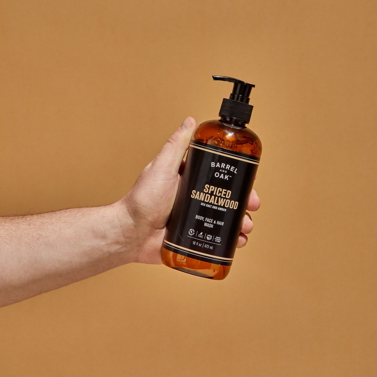 Barrel and Oak Spiced Sandalwood Body Face & Hair Wash - Sea Salt & Amber