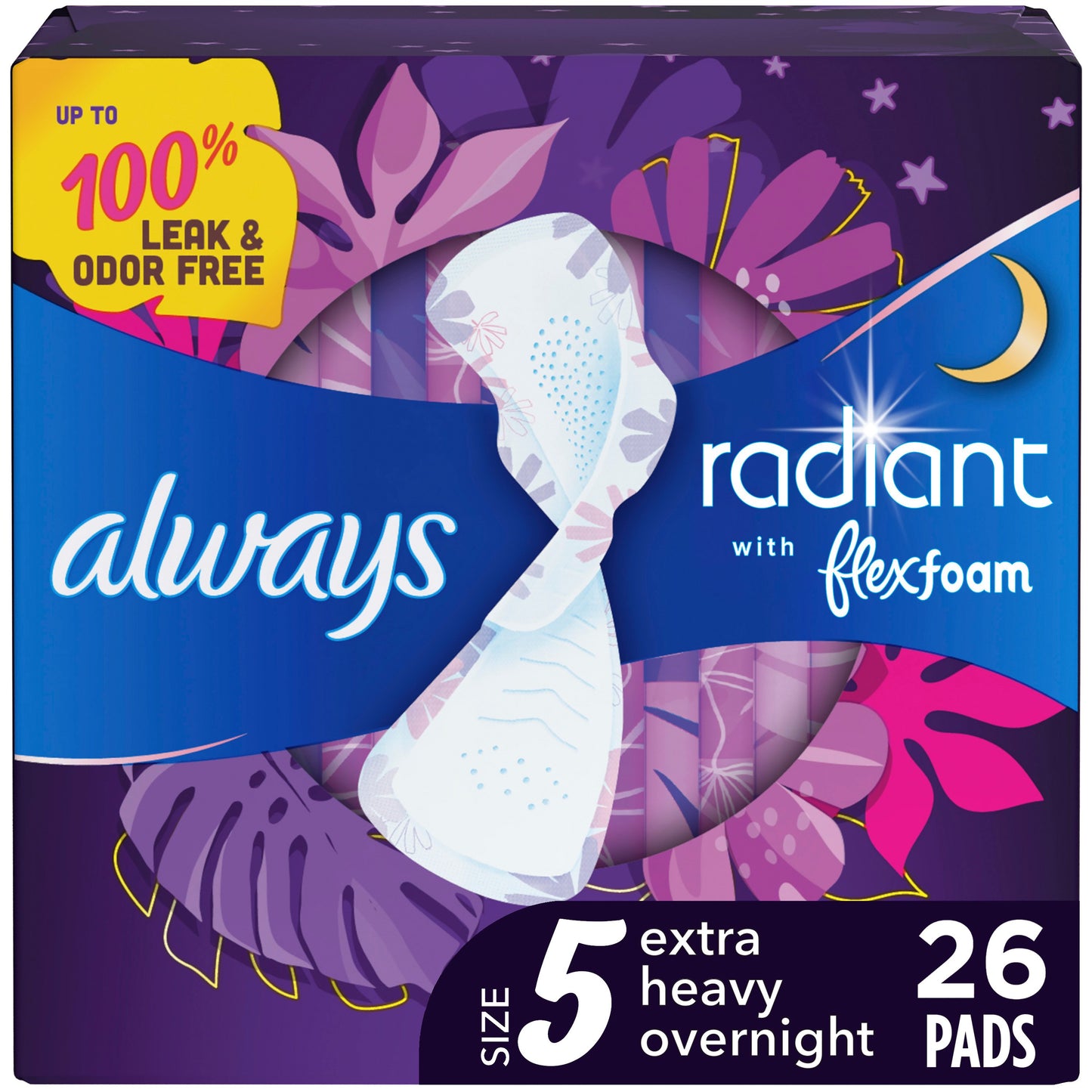 Always Radiant Extra Heavy Overnight Pads Size 5