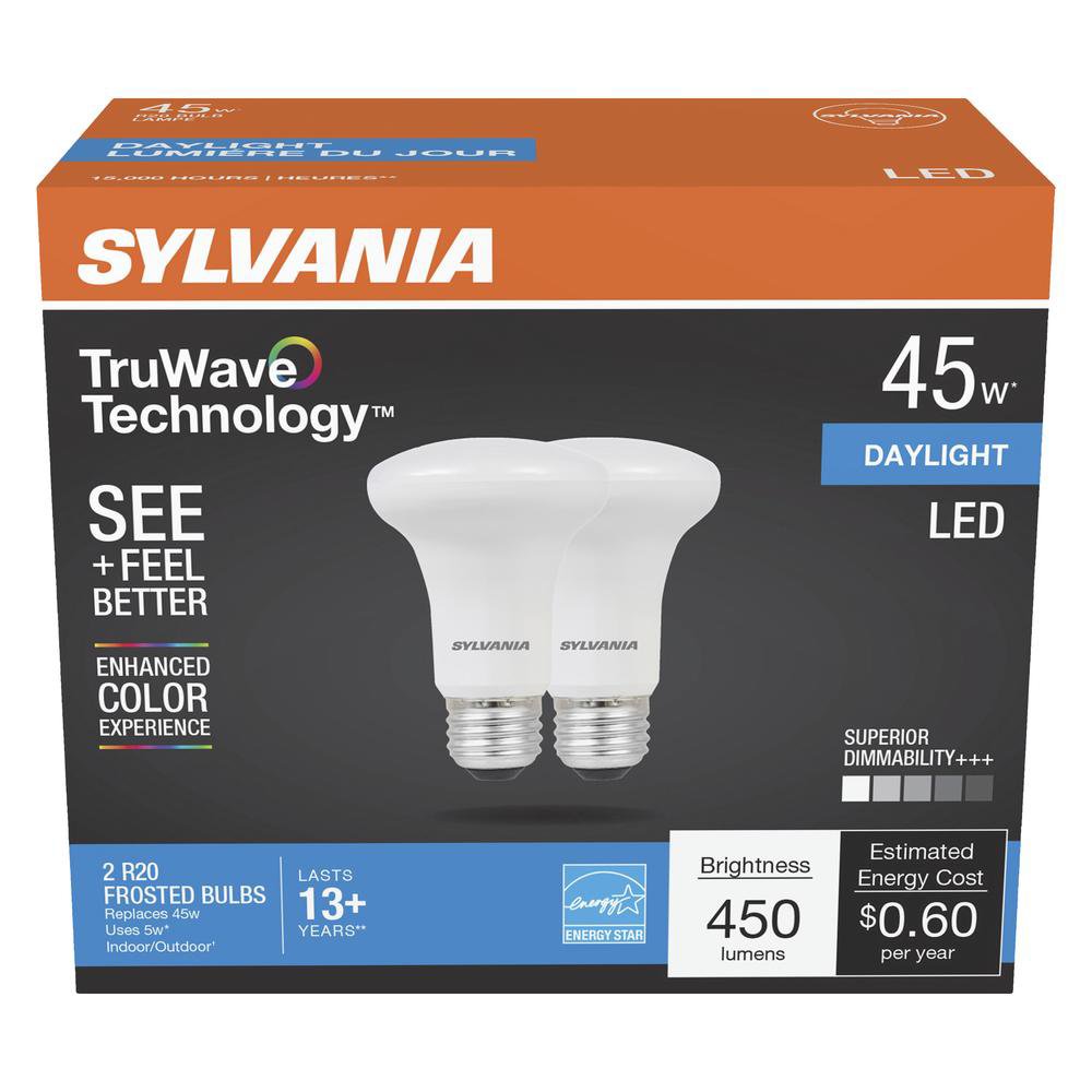 Sylvania TruWave R20 45-Watt Frosted LED Light Bulbs - Daylight
