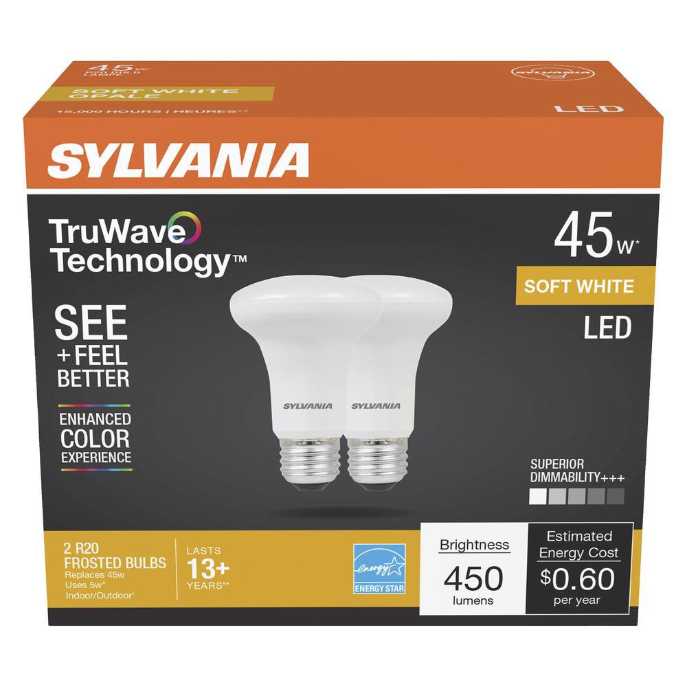Sylvania TruWave R20 45-Watt Frosted LED Light Bulbs - Soft White