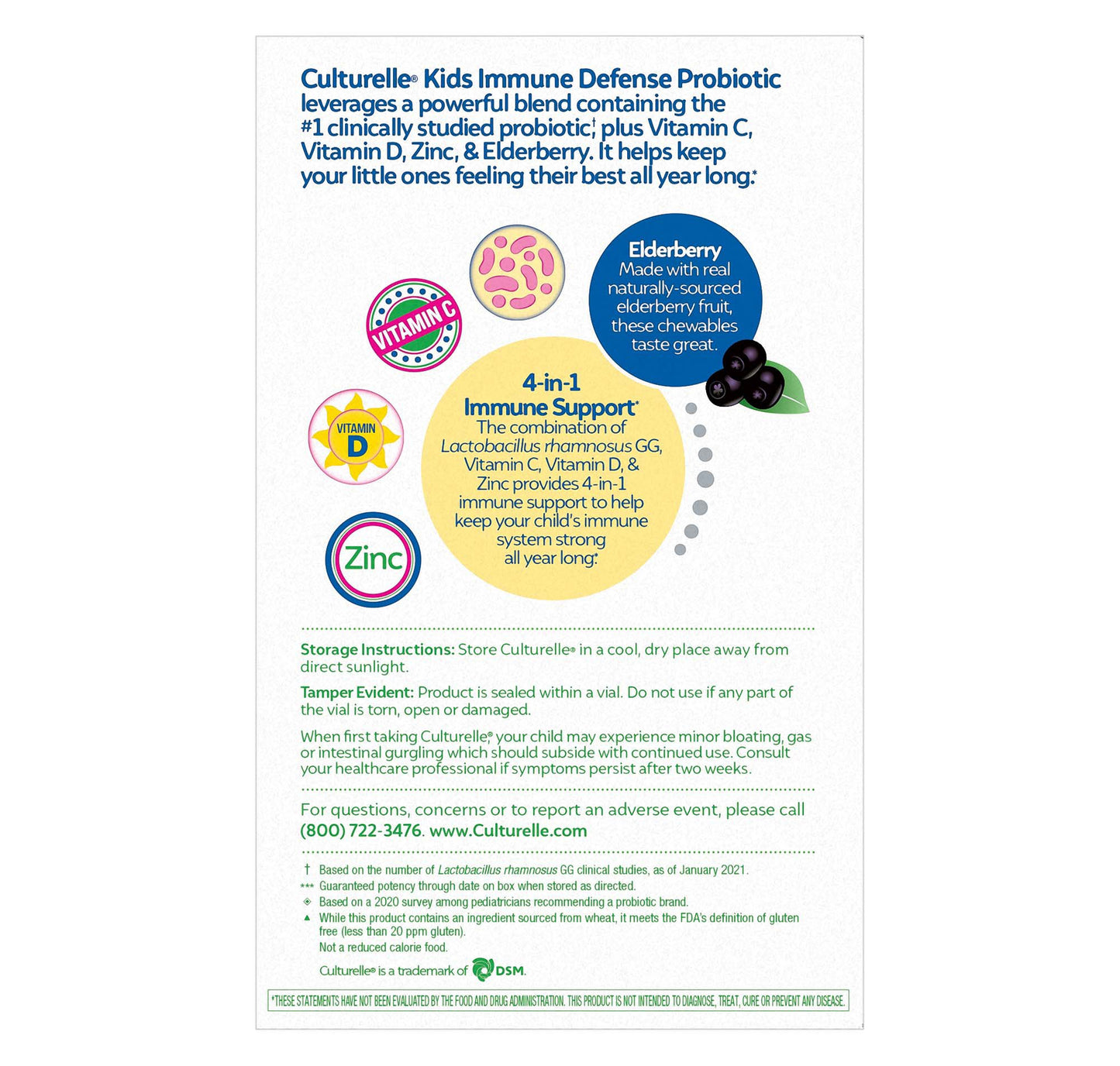 Culturelle Kids Immune Defense Probiotic Mixed Berry Chewable Tablets