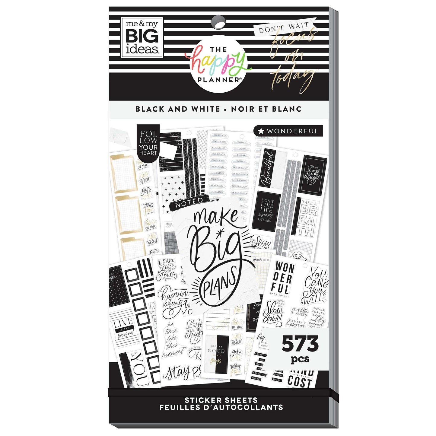 The Happy Planner Me & My Big Ideas Black and White Value Pack Stickers