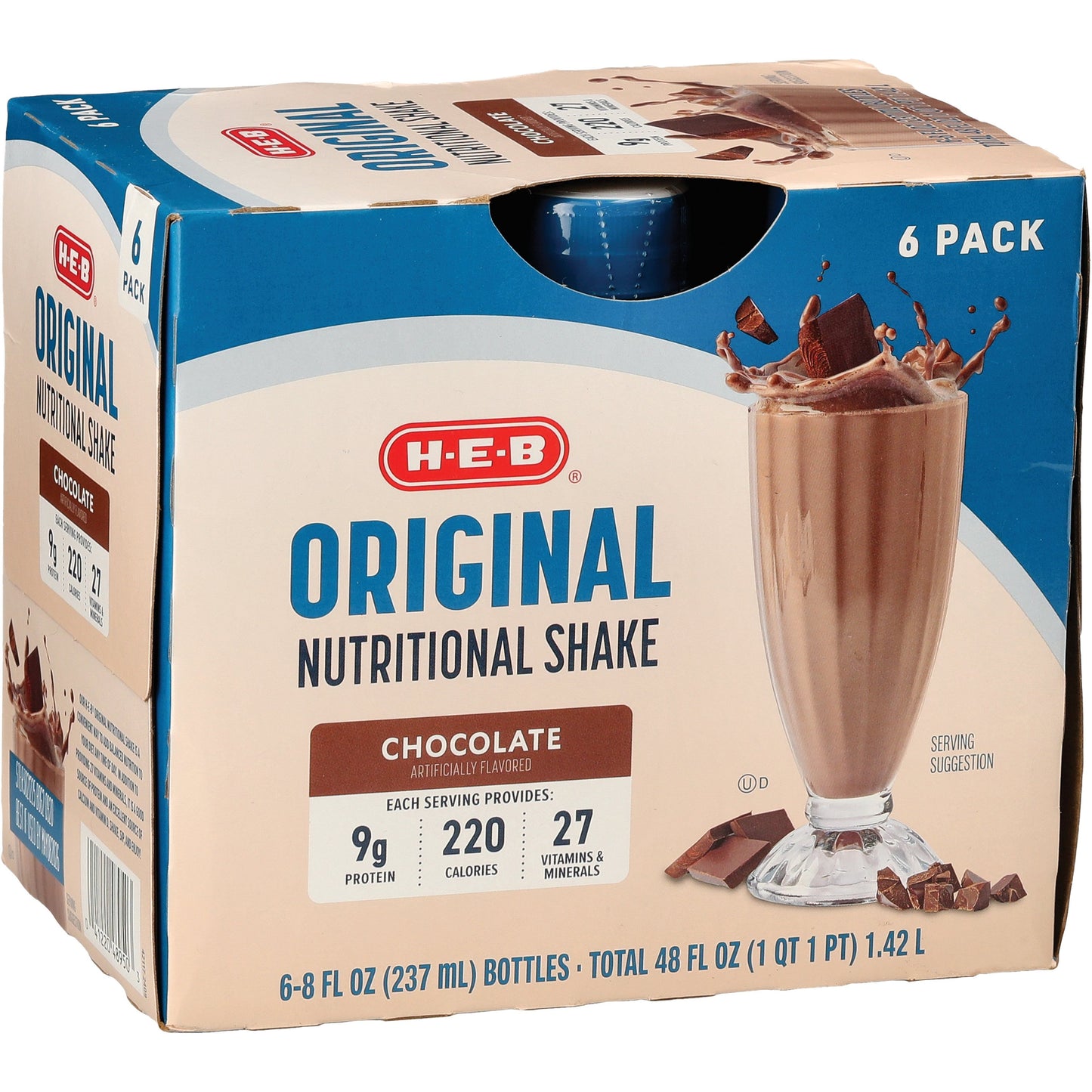 H-E-B Original 9g Protein Nutritional Shakes 6 pk Bottles - Chocolate