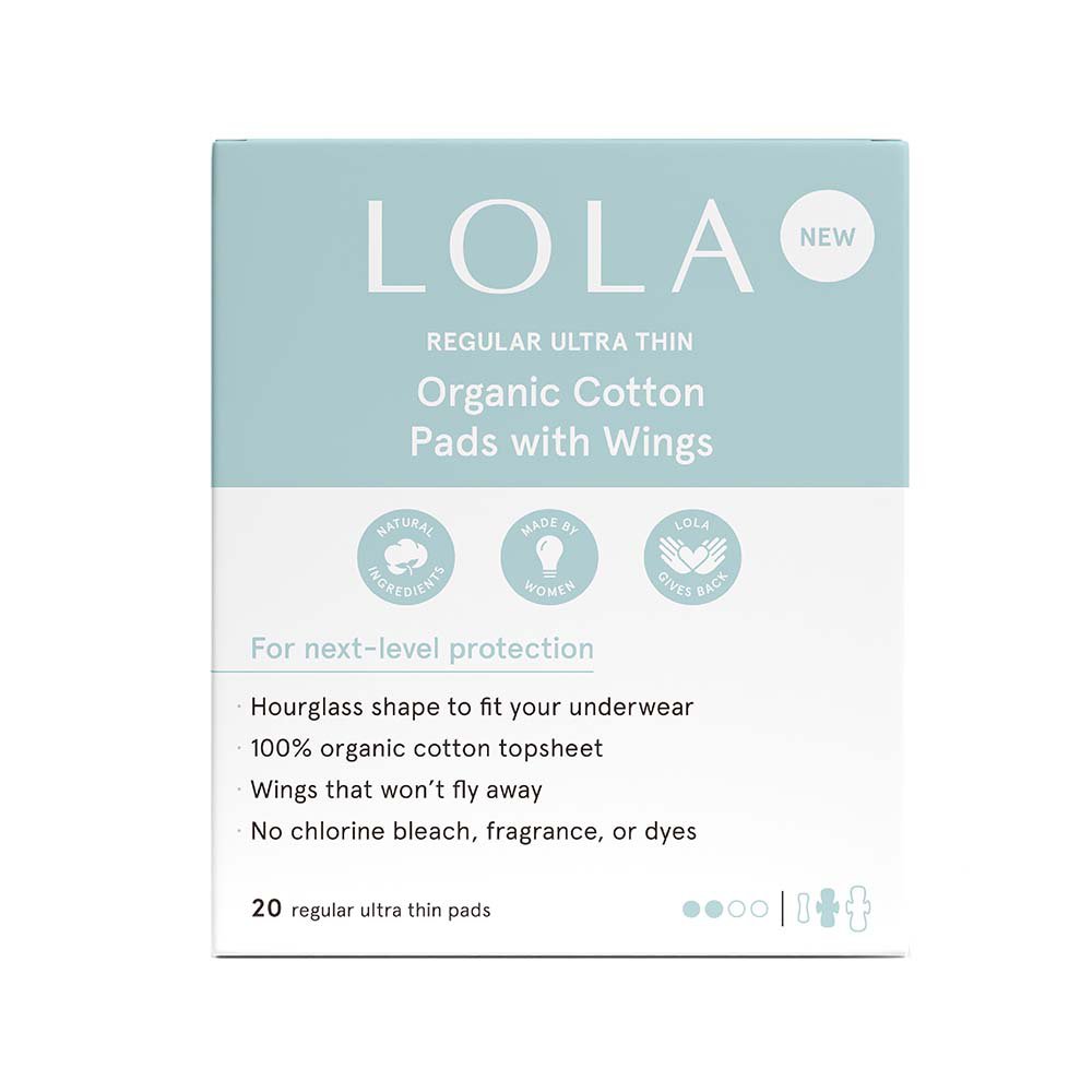 Lola Regular Ultra Thin Organic Cotton Pads With Wings