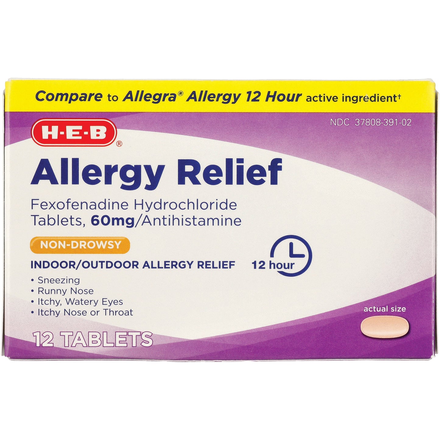 H-E-B Allergy Relief Fexofenadine 12-Hour Tablets - 60 mg