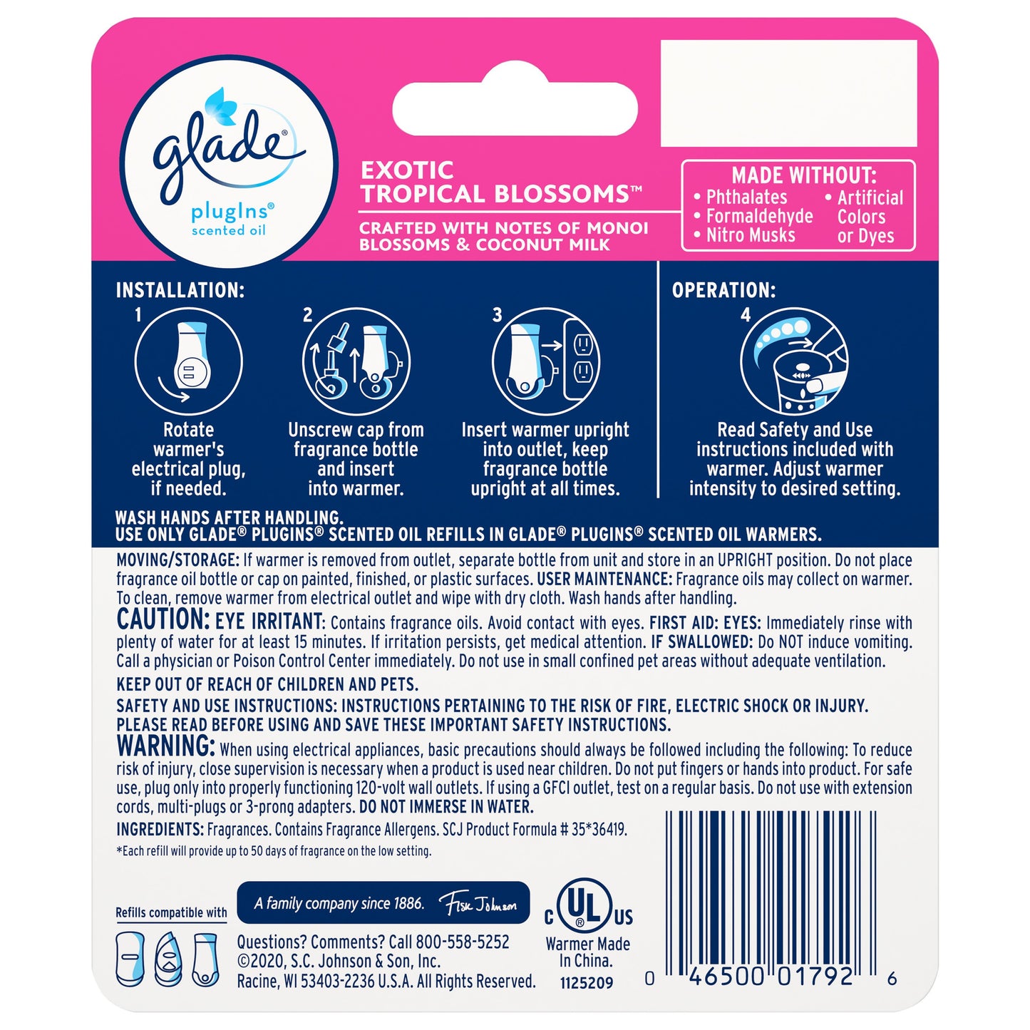 Glade PlugIns Warmer & Scented Oil Refill - Exotic Tropical Blossom
