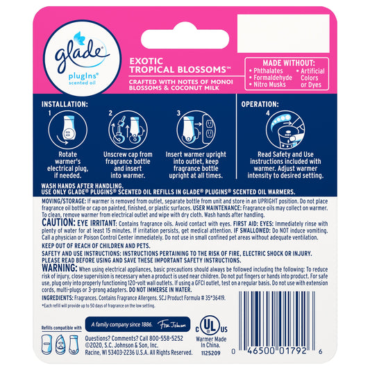 Glade PlugIns Warmer & Scented Oil Refill - Exotic Tropical Blossom
