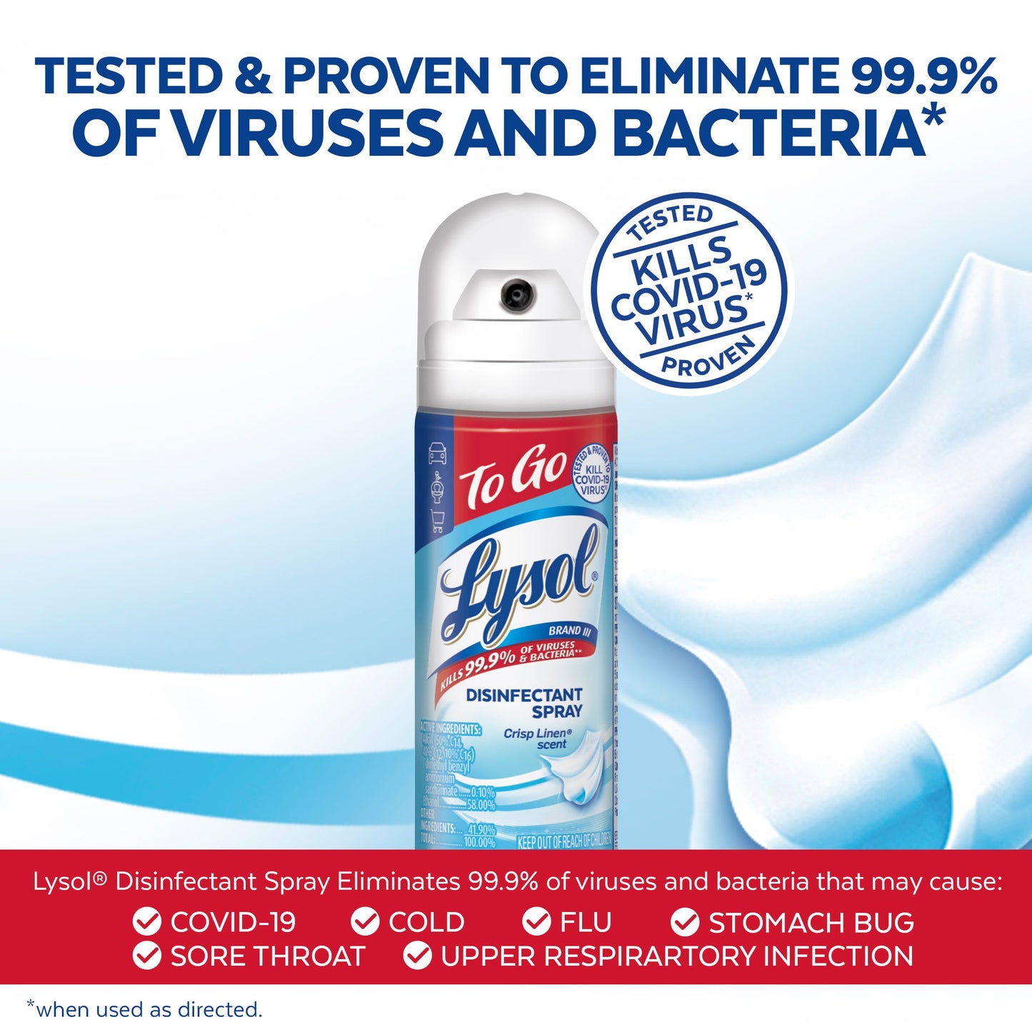Lysol Travel Size To Go Disinfectant Spray - Crisp Linen