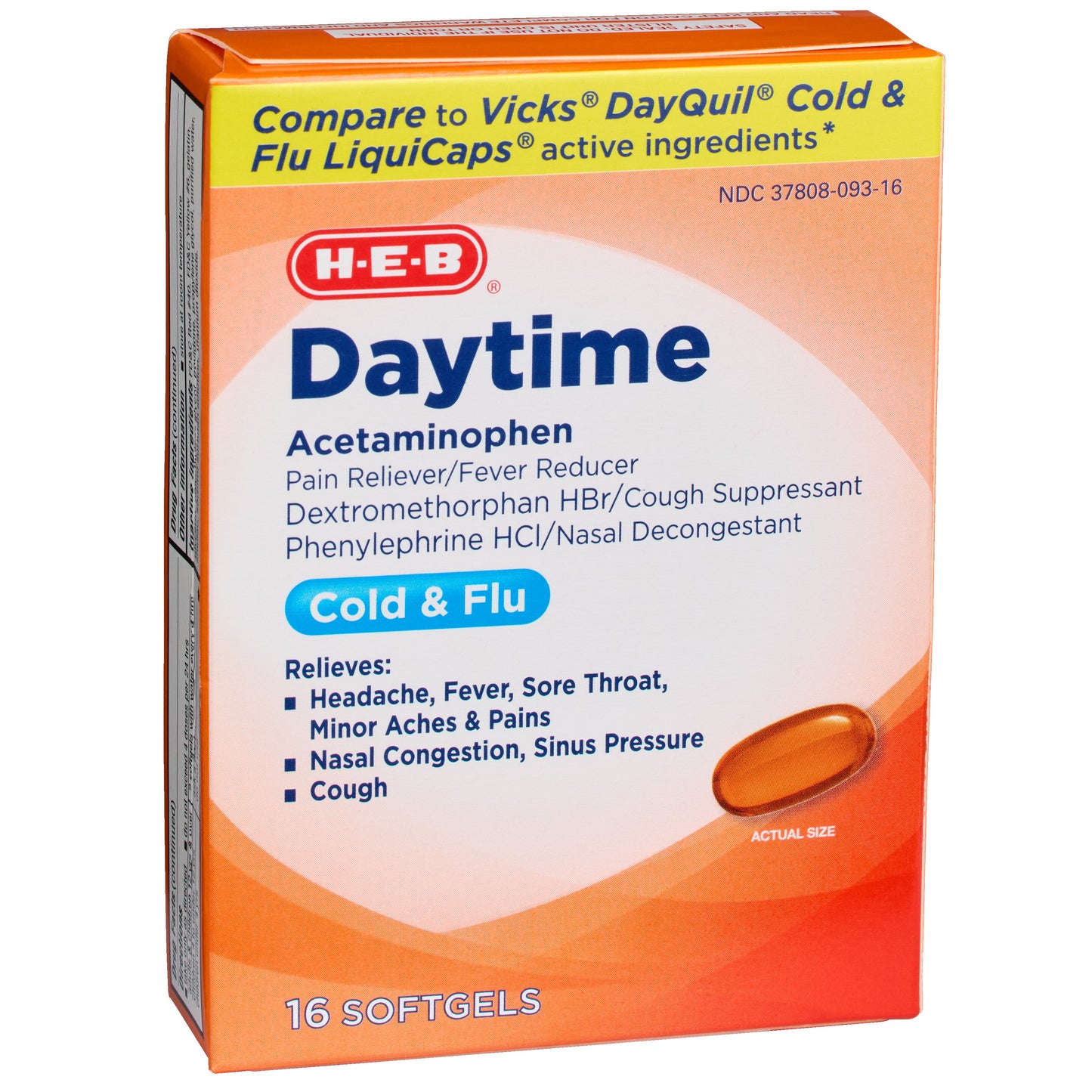 H-E-B Daytime Acetaminophen Cold & Flu Softgels