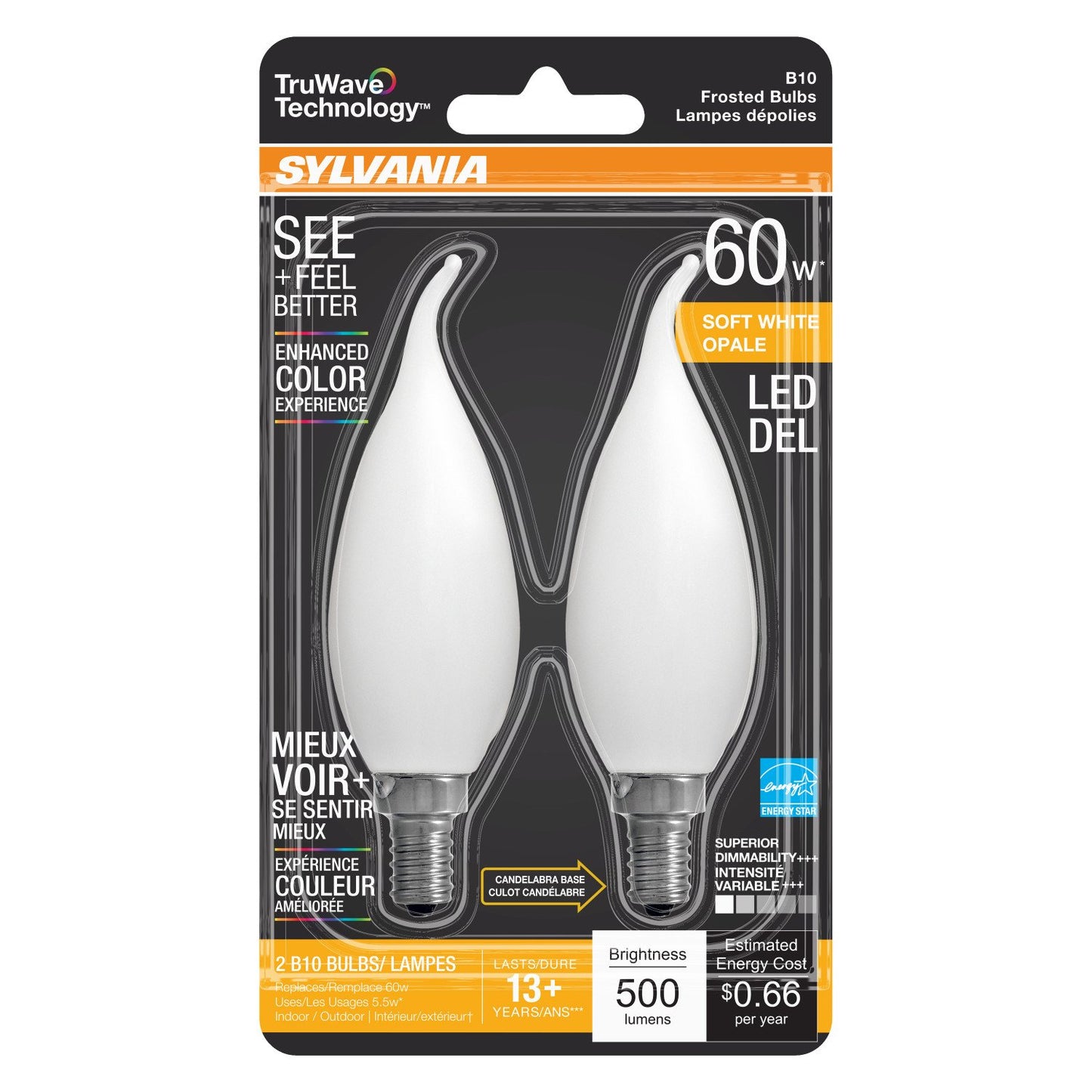 Sylvania TruWave E12 60-Watt Frosted LED Light Bulbs - Soft White