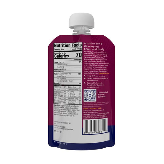 Cerebelly Organic Baby Puree Pouch - Beet Carrot Blueberry with Coconut Milk