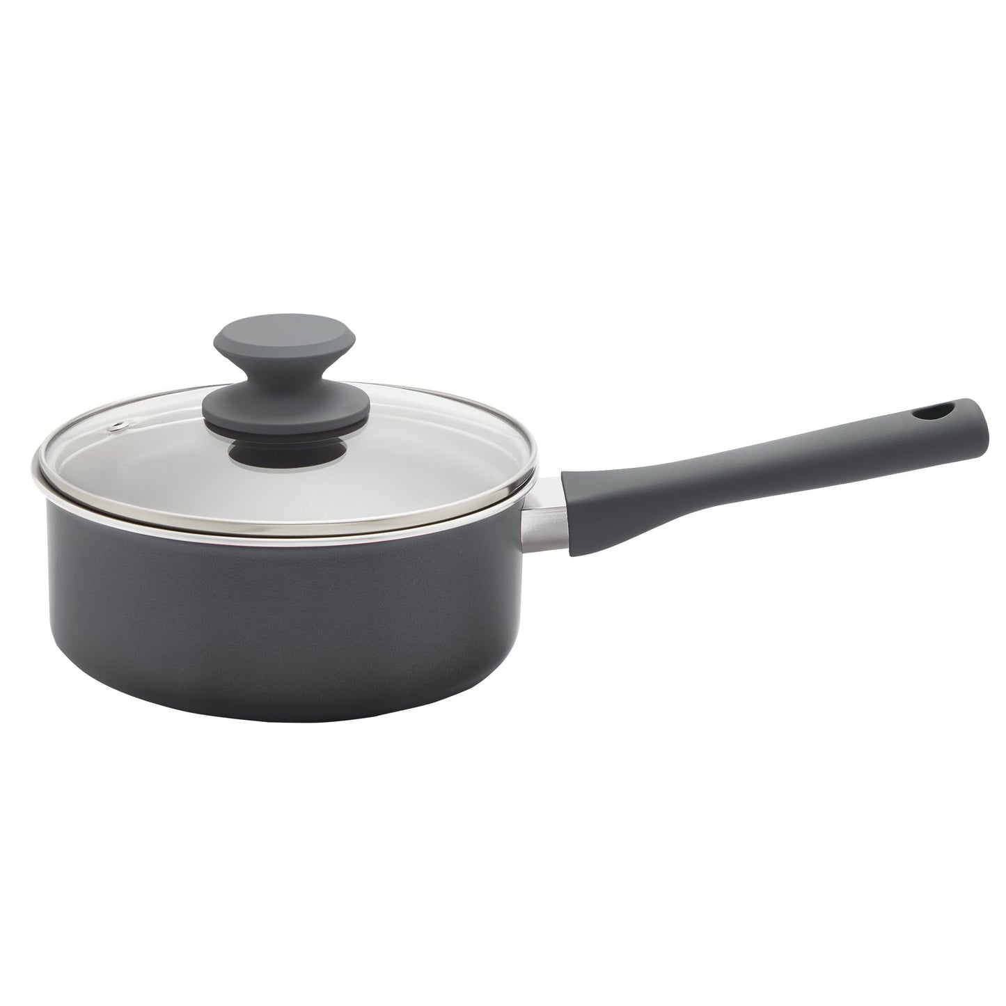 our goods Non-Stick Saucepan with Glass Lid - Pebble Gray