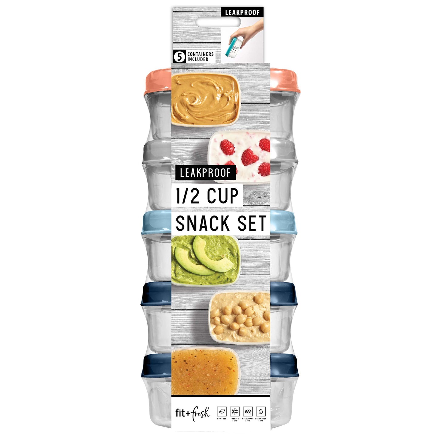 Fit + Fresh Leakproof Half Cup Snack Set