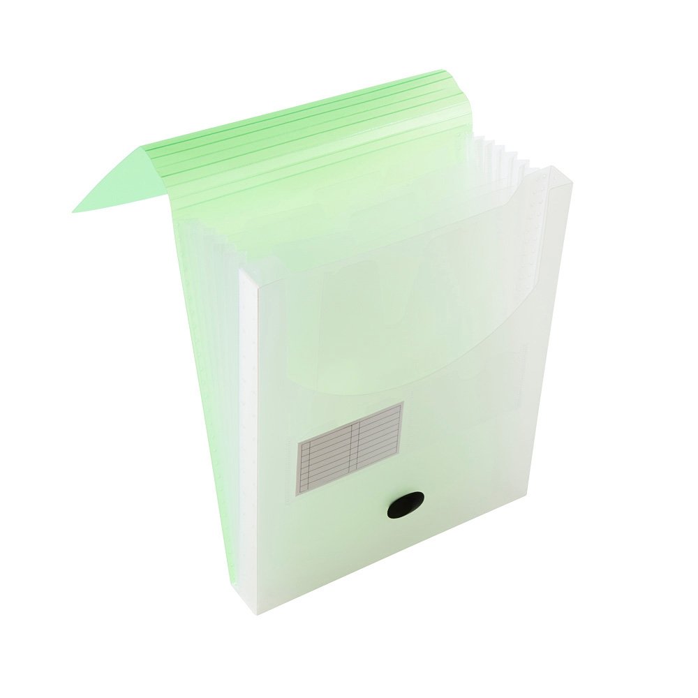 Filexec Vertical 6 Pocket Poly Expanding File - Green