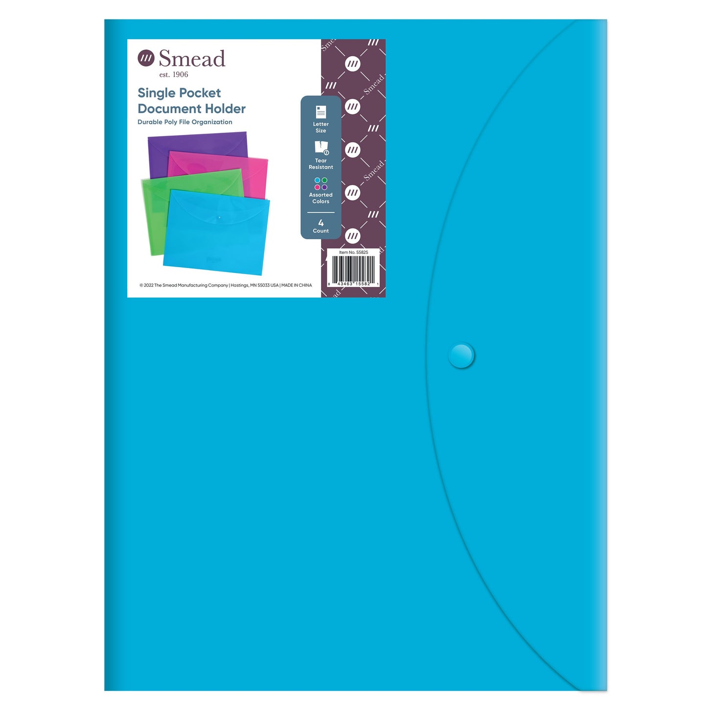 Smead Assorted Single Pocket Document Holders, 4 pk