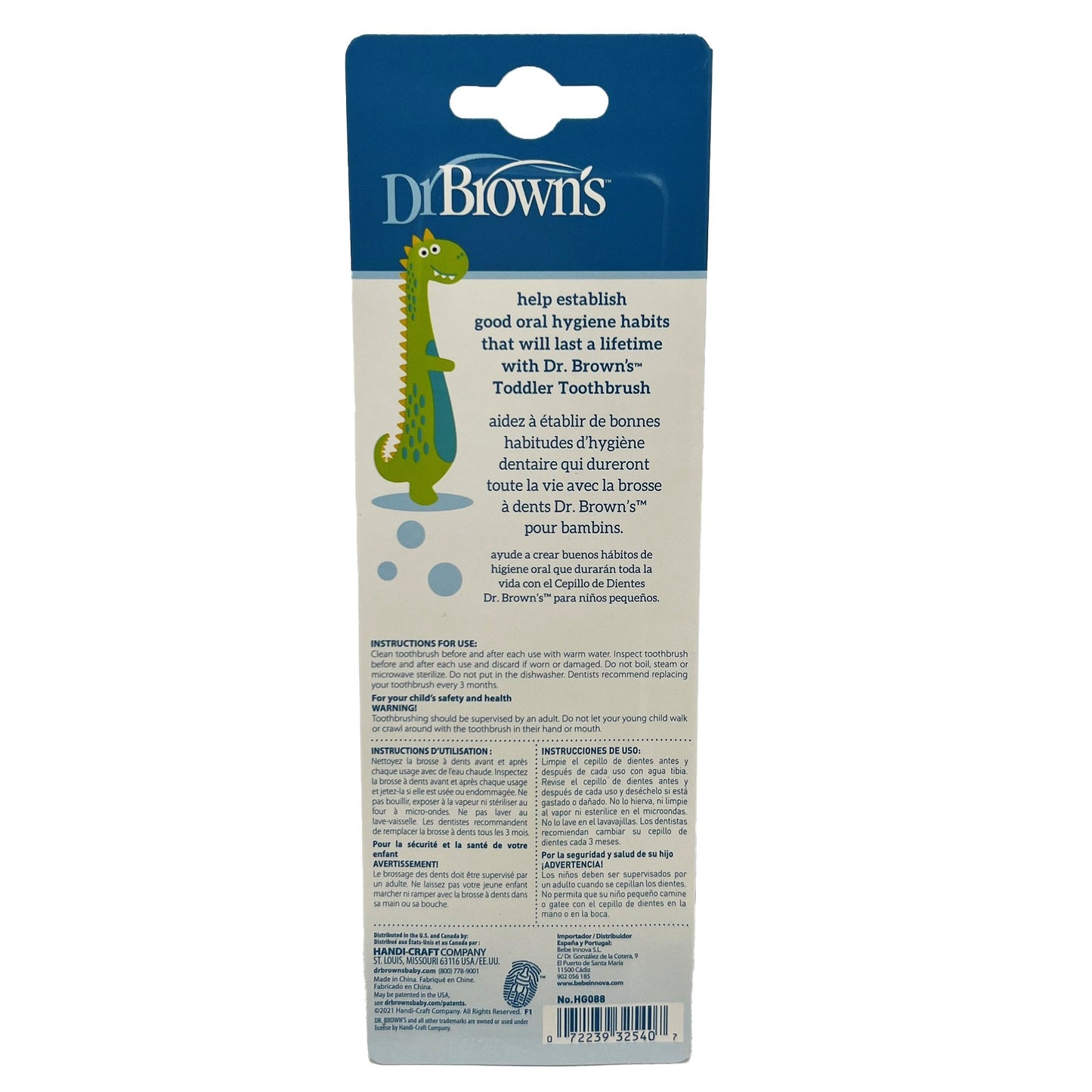 Dr. Brown's Green Dinosaur Toddler Toothbrush