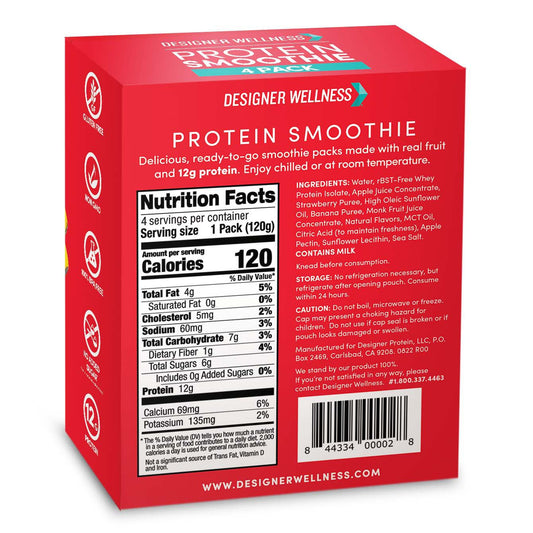 Designer Wellness 12g Protein Smoothies 4 pk - Strawberry Banana