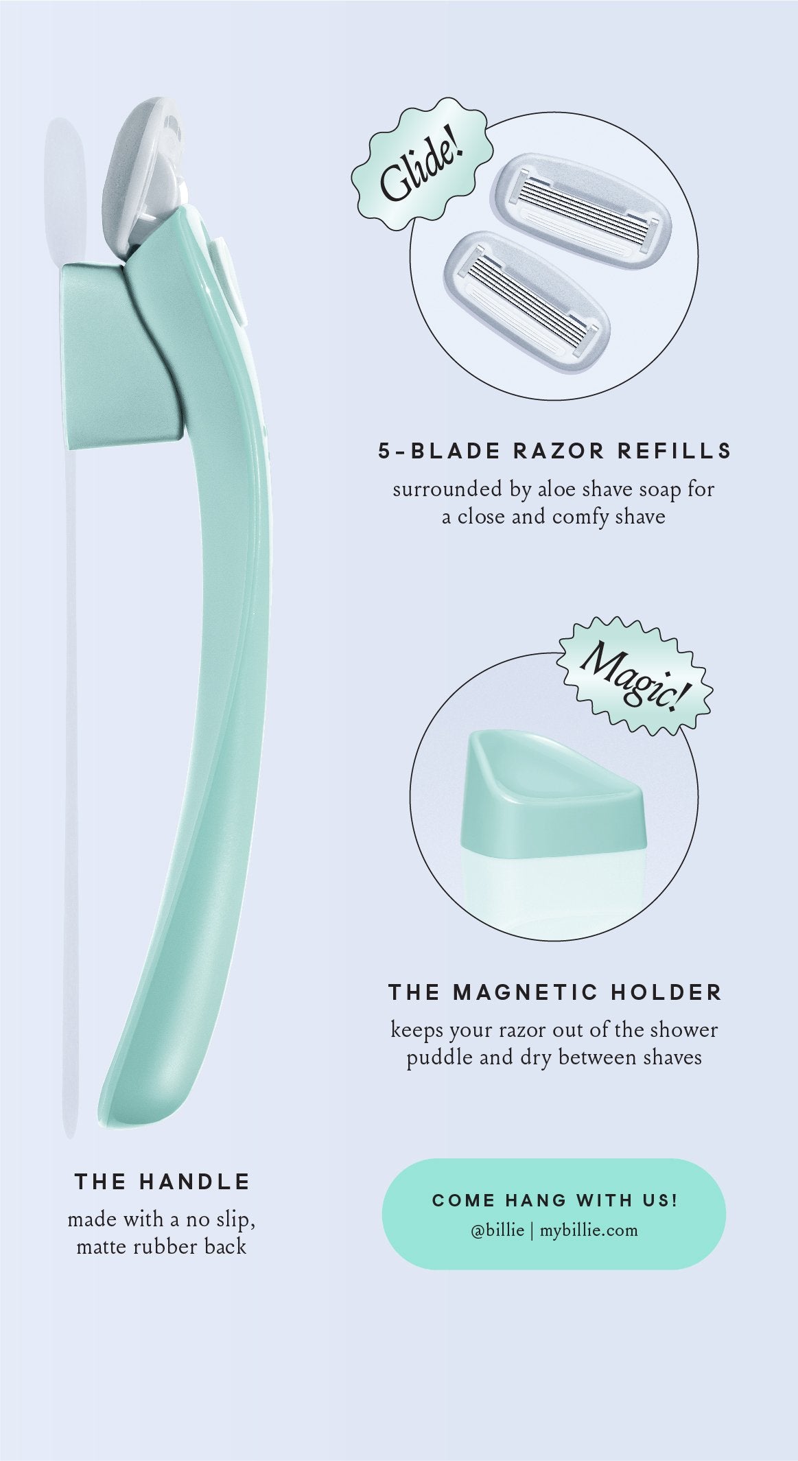 Billie Women's Razor Starter Kit + 2 Blade Refills - Mint