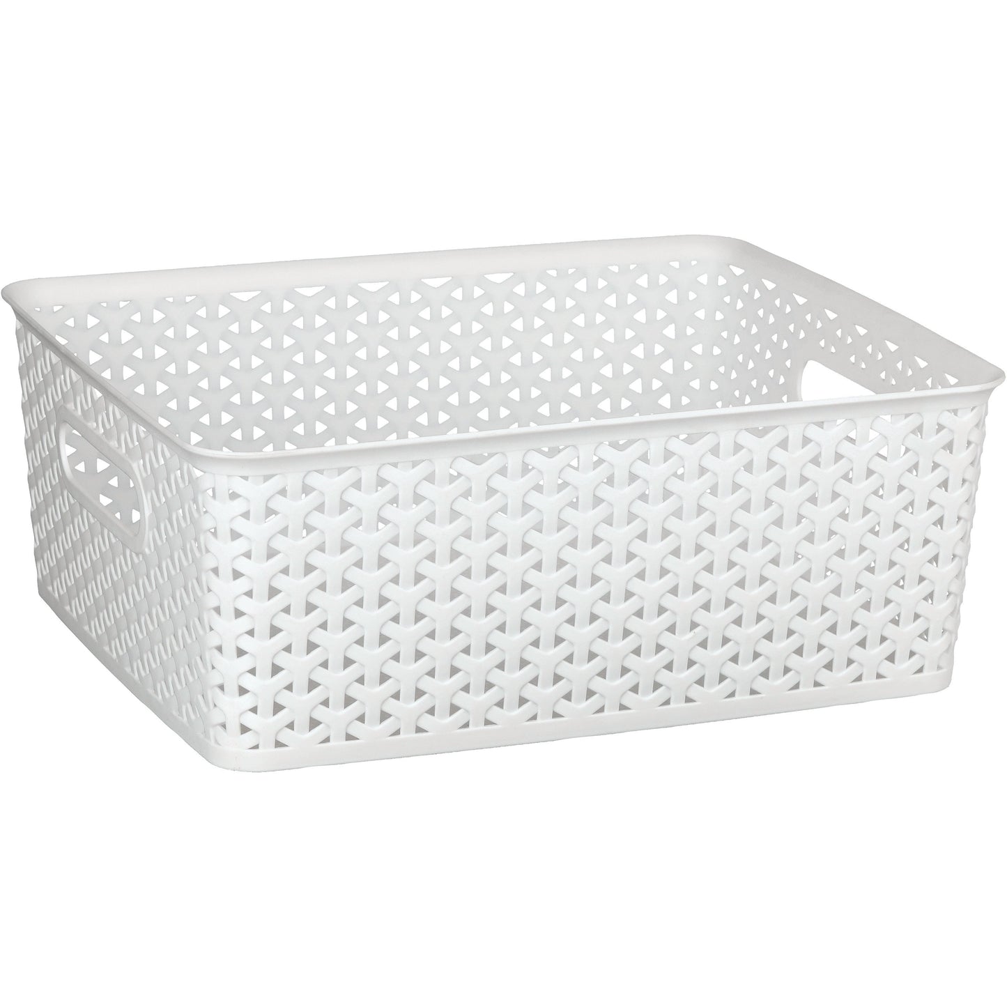 our goods Cross Weave Rectangle Storage Bin, Medium - White