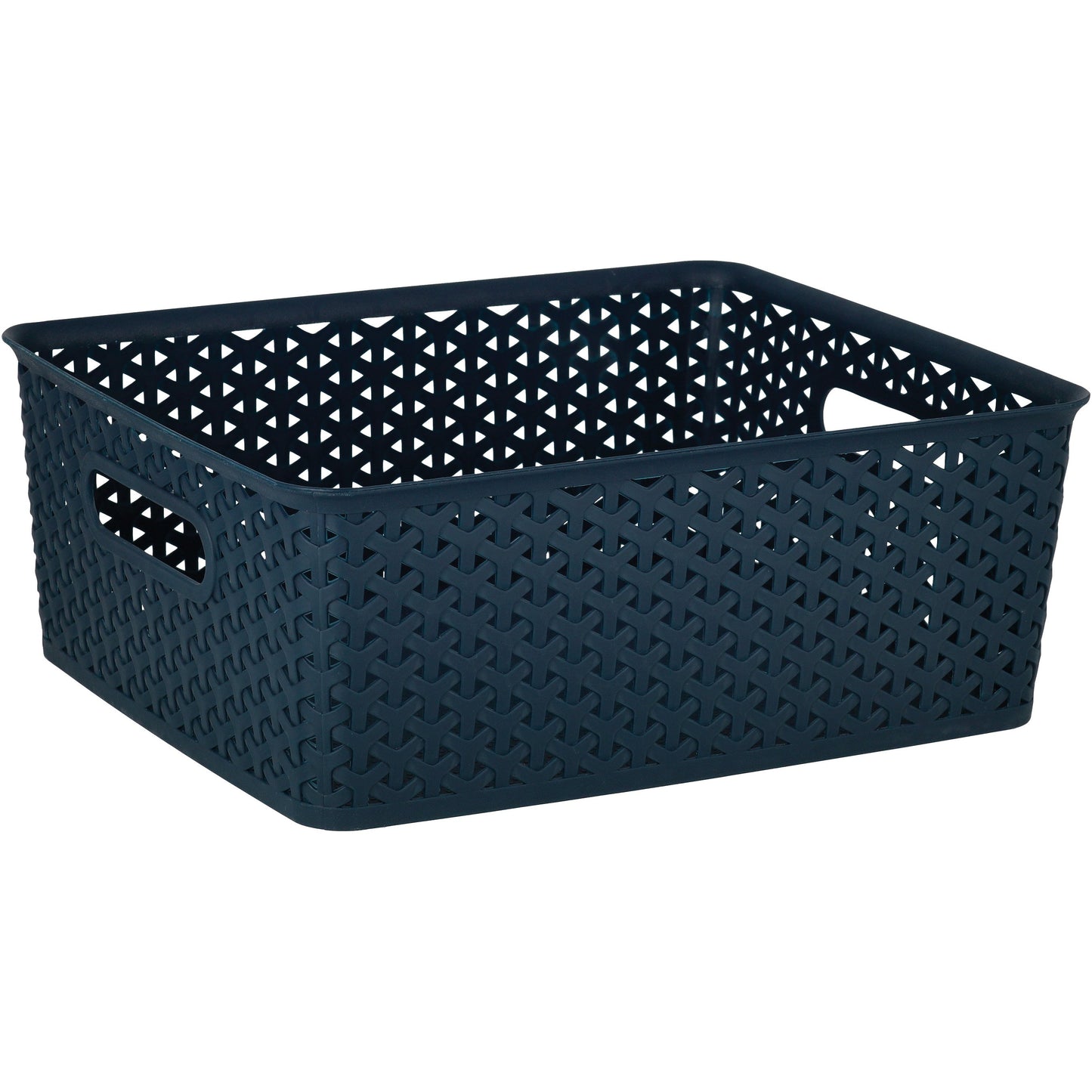 our goods Cross Weave Rectangle Storage Bin - Blue
