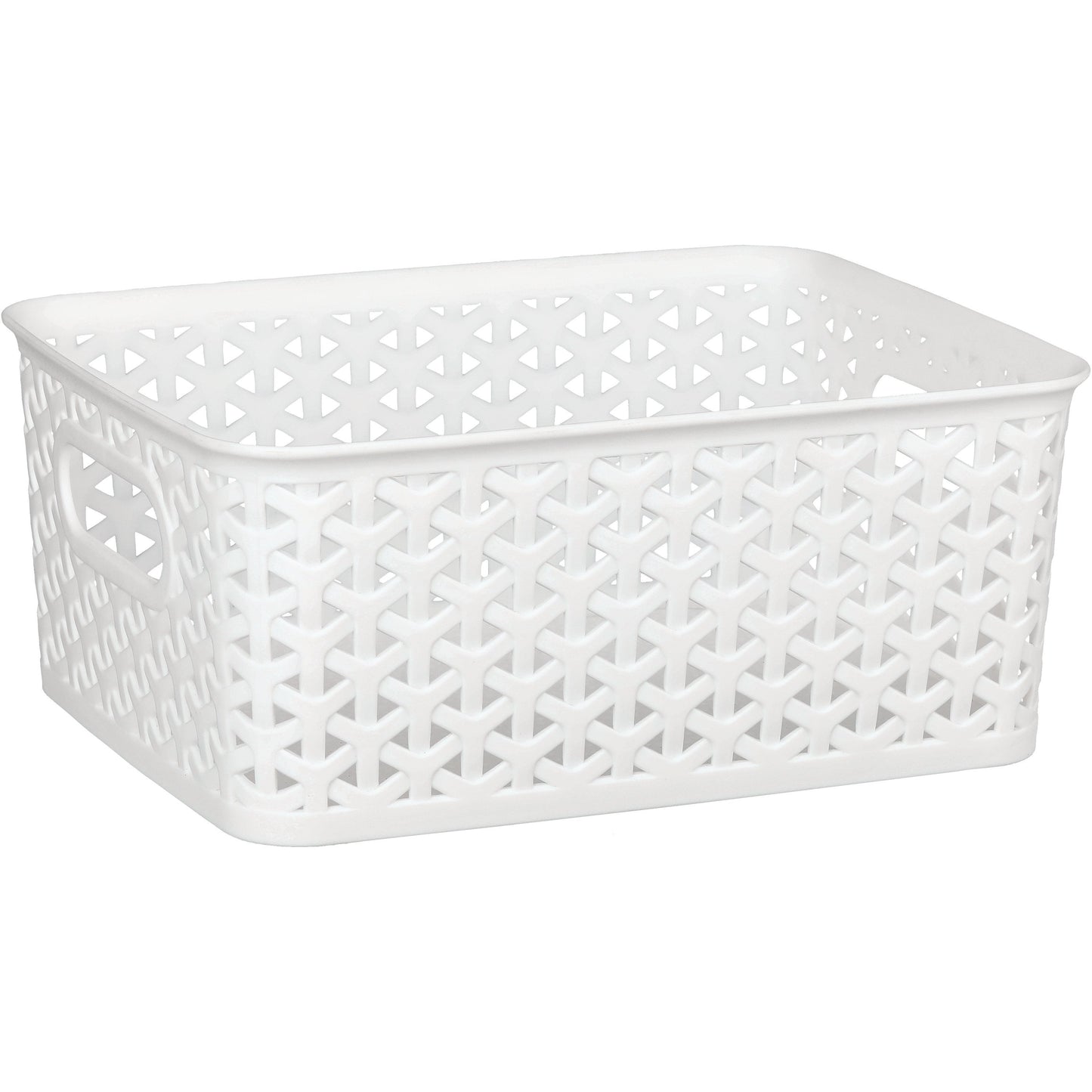 our goods Cross Weave Rectangle Storage Bin, Small - White