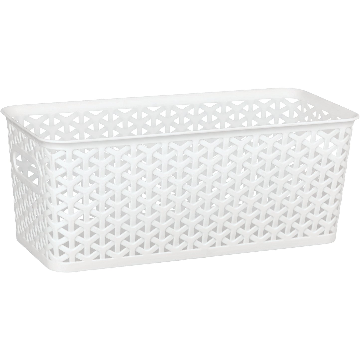 our goods Cross Weave Long Rectangle Storage Bin - White