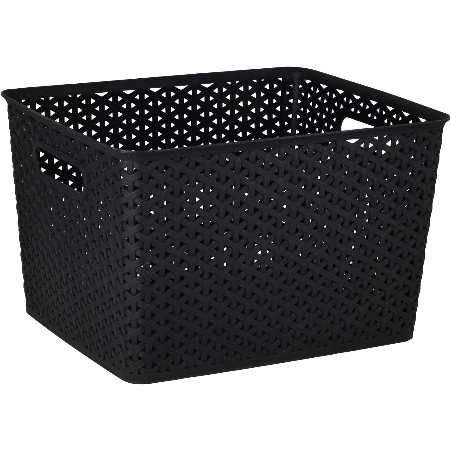our goods Cross Weave Rectangle Storage Bin - Black